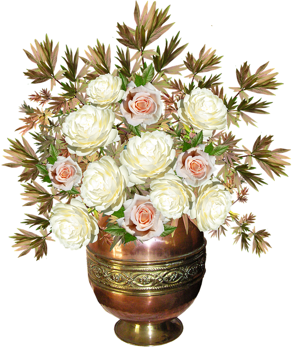 Affordable Roses Copper Vase Flowers Arrangement With - Vase (613x720)