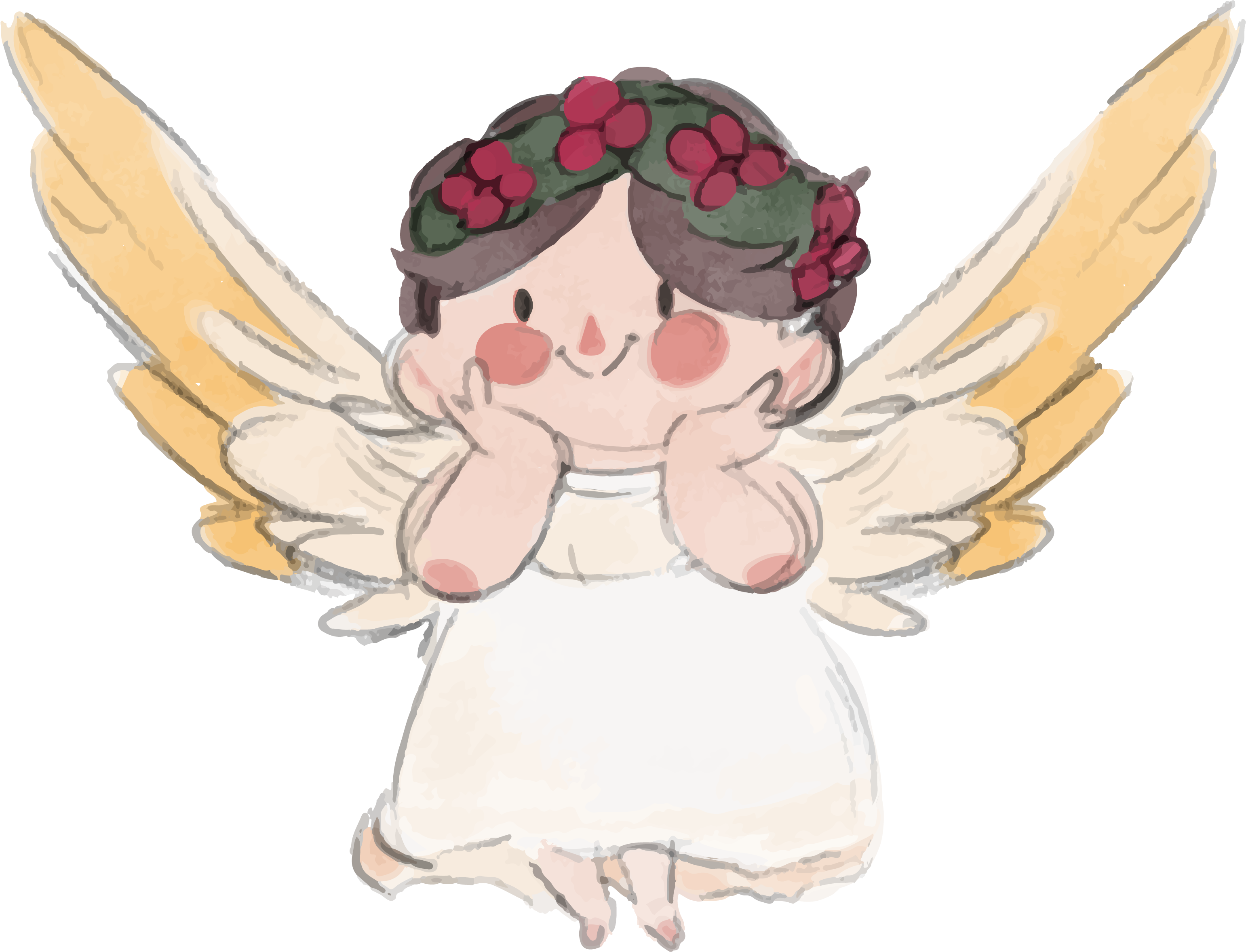 Watercolor Painting Angel - Metal Cutting Dies Stamp Stencils Girls / Babys / Animals (3333x3333)