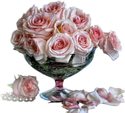Fleur Vase - Pearls And Roses Flowers (500x433)