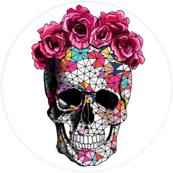 Skull Pop Grip - Skull With Floral Crown (580x580)