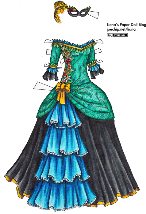 Drawn Gown Masked Ball - Drawing Colorful Doll (498x704)