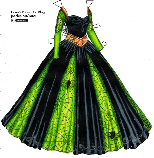 A Black Ballgown With A Flared, Full Skirt And Long - Spider Web Dress Drawing (609x626)