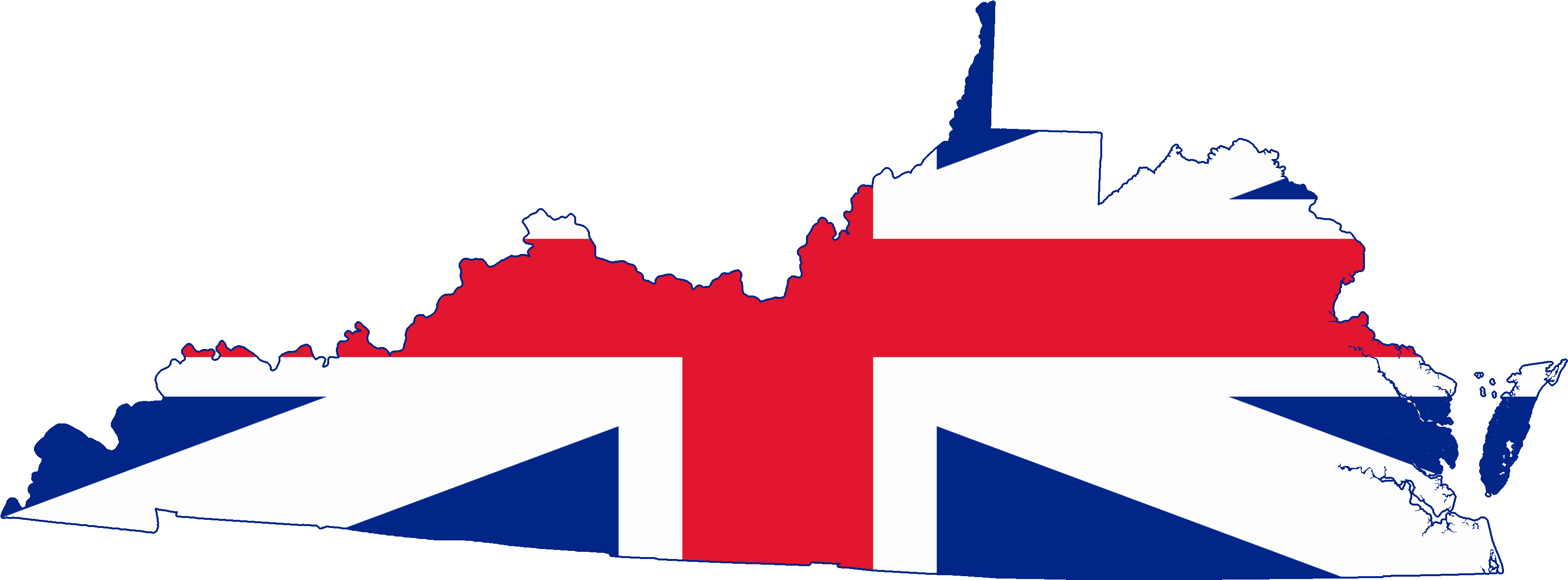 Flag Map Of The Colony Of Virginia - Union Jack (3388x1292)