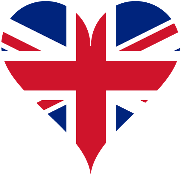 Heart, Love, Heart Shaped, Flag, United Kingdom - British Flag Heart Shape (640x621)