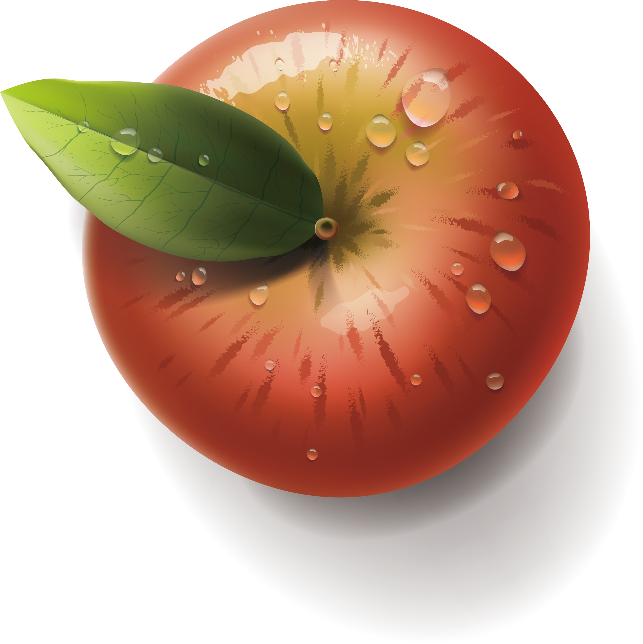 Red Apple Green Leaf Element 2185*2189 Transprent Png - Red Apple Green Leaf Element 2185*2189 Transprent Png (2185x2189)