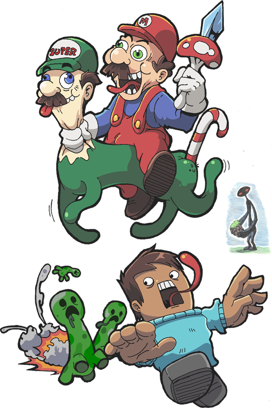 Mario, Luigi And Minecraft By Pokekoks - Dr Mario In Minecraft (541x811)