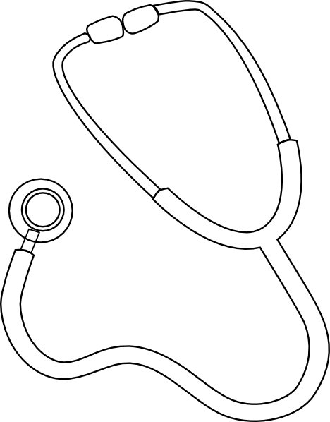 Stethoscope Clipart Black And White - Stethoscope Coloring Page (468x598)