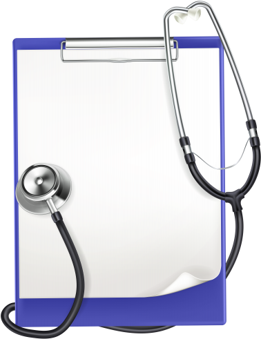 Clipboard With Medical Headphones Png Clip Art - Medical Clipboard Clipart (389x500)