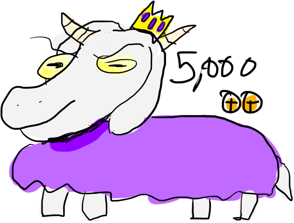 King Goat Of The Underground Caves 5,ooo Points By - Cartoon (1024x754)