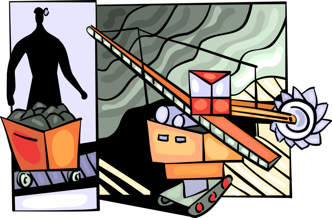 Vector Illustration Of Coal Miner In Underground Ore - Vector Illustration Of Coal Miner In Underground Ore (1067x700)