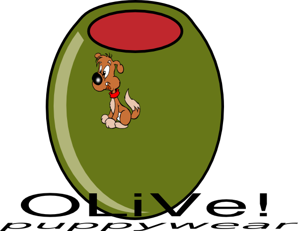 Puppy Clipart Green - Olive Clip Art (600x466)