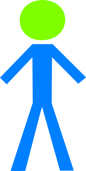 Blue Green Man Clip Art At Clker - Teal Stickman No Background (300x599)