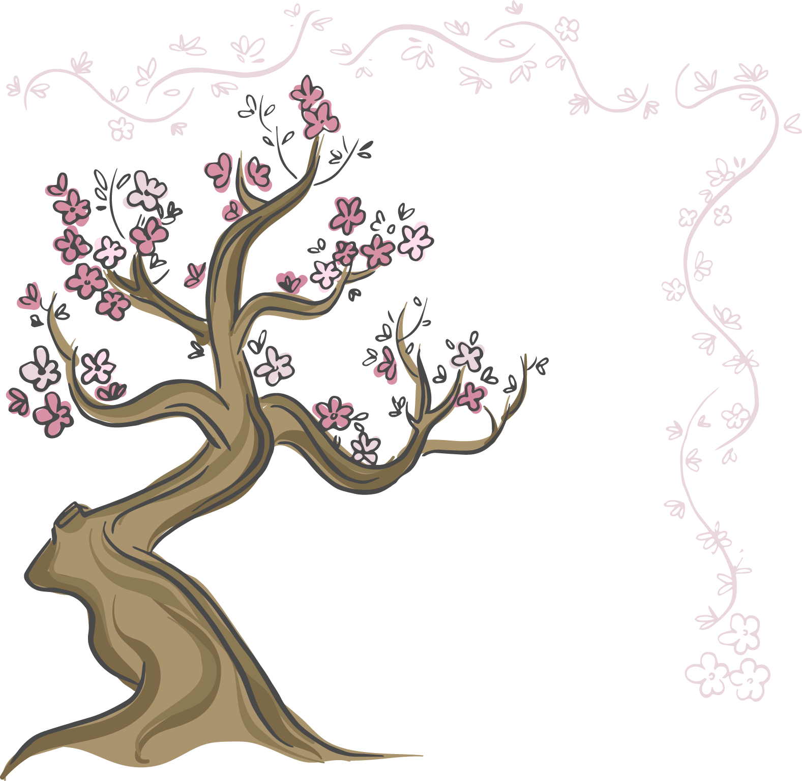Drawing Euclidean Vector Tree Cherry Blossom - Drawing (1577x1537)