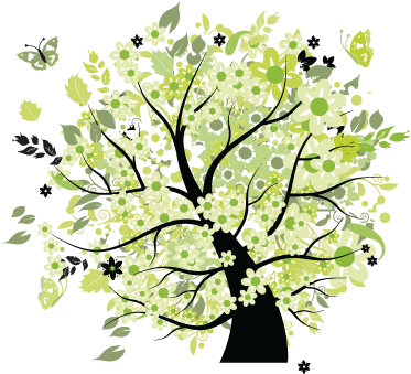 Country Floral Magic Seasonal Tree - Spring Tree Clip Art (372x374)