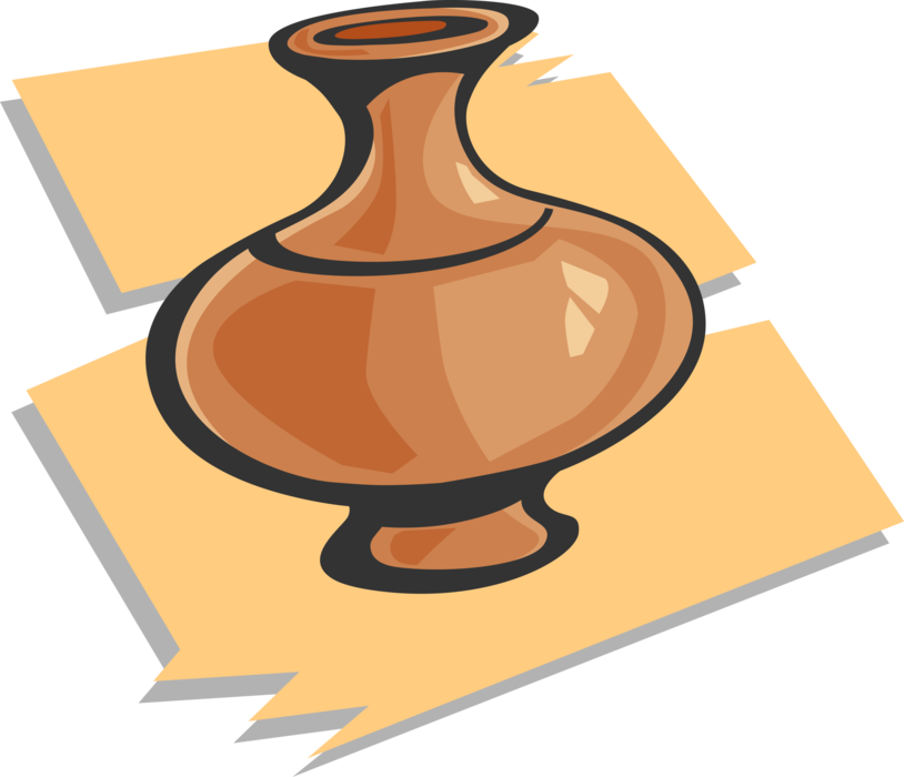 Vector Illustration Of Clay Pottery Flower Vase - Royalty-free (814x700)
