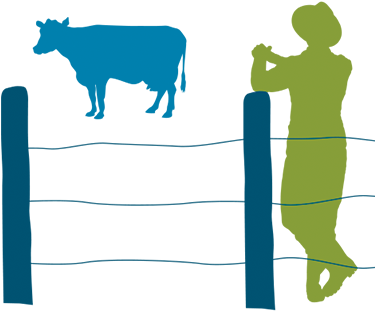 This Picture Shows A Farmer Leaning On A Fence With - Cattle (374x325)