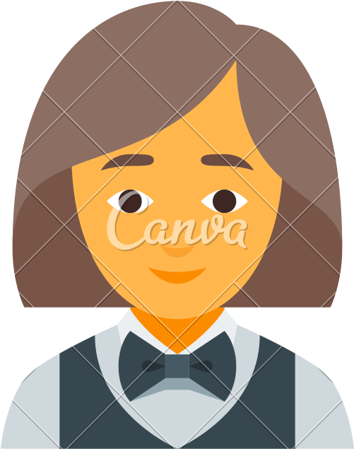 Female Waiter Profile Icon - Cartoon (800x800)