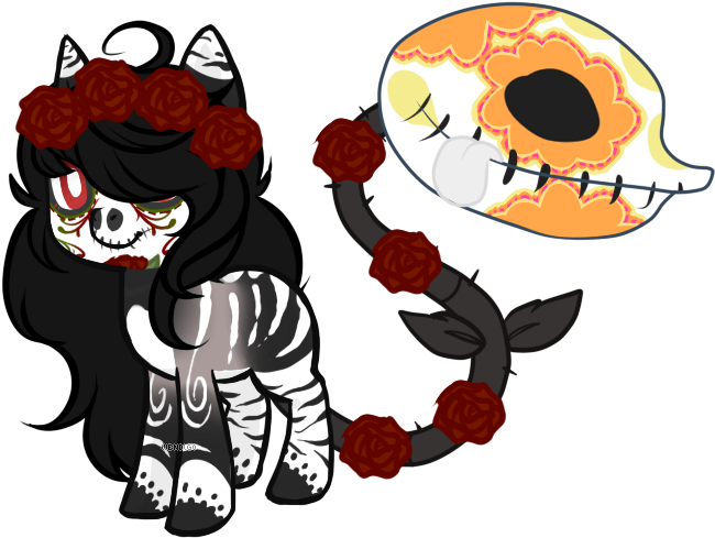 Day Of The Dead/sugar Skull Plant Pony Auction Ab By - Cartoon (661x500)
