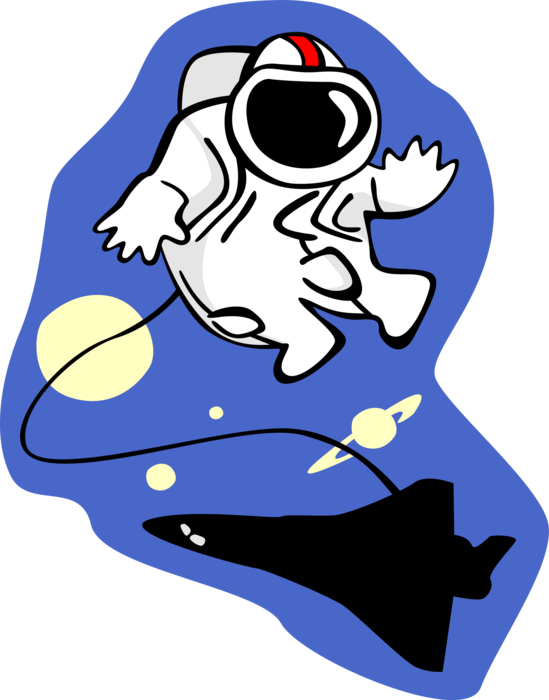 Vector Illustration Of Astronaut In Outer Space Goes - Clip Art (549x700)