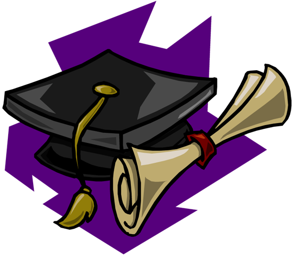 Graduation Walk - Purple Graduation Cap And Diploma (600x528)