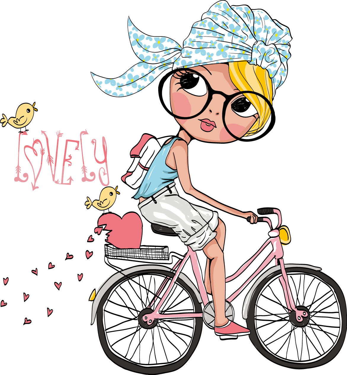 Bicycle Girl Clip Art - Girl With Bicycle Cartoon (1171x1265)