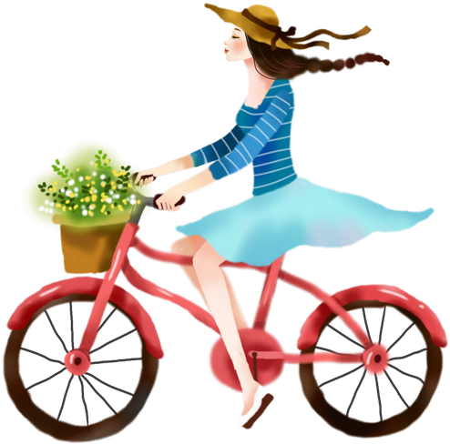 Bicycle Cycling Illustration - Girl On Bike Illustration (650x616)