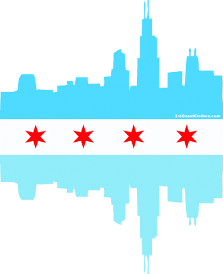 Chicago Art Print - Chicago Skyline Flag Tattoo (326x400)