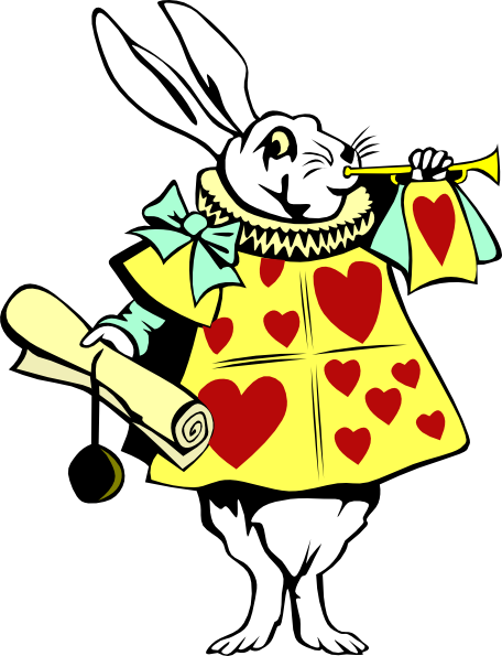 White - White Rabbit Alice In Wonderland Clipart (456x595)