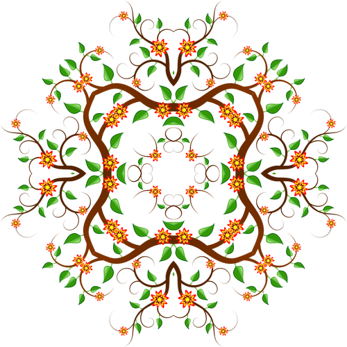 Floral Ornament Vector Clip Art - Gambar Pohon Warna Warni Vektor Png (500x500)