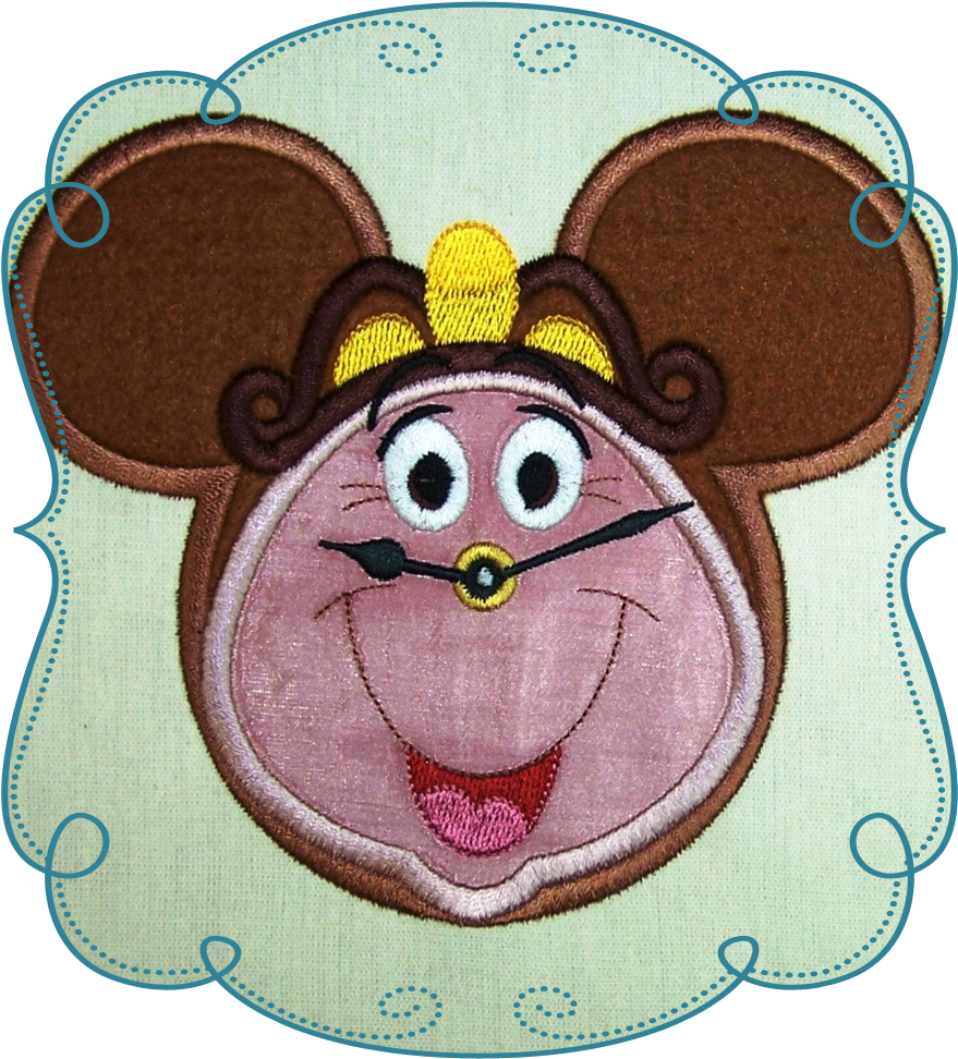 Mouse Ear Clock Applique Machine Embroidery Design - Cartoon (1000x1000)