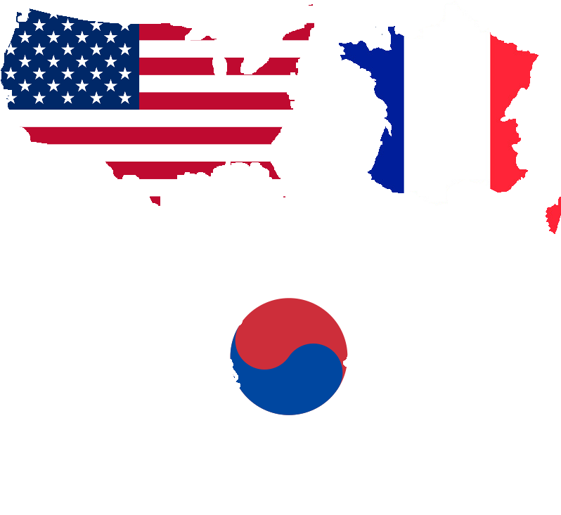 United States Of America , France, And South Korea - United States Of America , France, And South Korea (843x810)