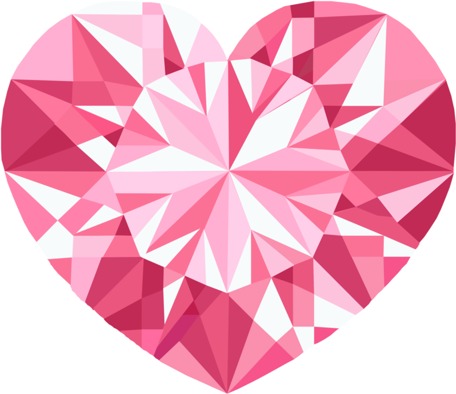 Pink, Crystal Heart, Vector Done In 2015, Via Illustrator - Pink Crystal Heart Png (951x839)