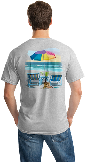 Outer Banks Relaxing On The Seashore Short Sleeve T-shirt - Gildan 5000 Safety Green (360x547)