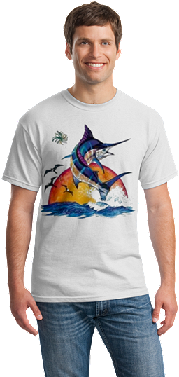 Blue Marlin Sunrise Charter Boat Deep Sea Fishing Outer - Patriotic Stand For Flag Kneel For Fallen Political (360x540)