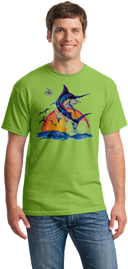 Blue Marlin Sunrise Charter Boat Deep Sea Fishing Outer - Patriotic Stand For Flag Kneel For Fallen Political (360x540)