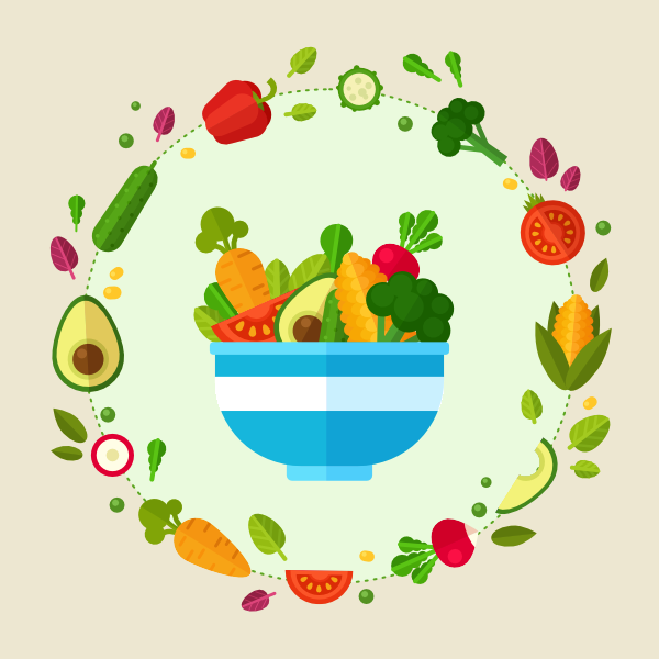Fruits & Vegetables Clipart Flat Design - Fruits And Vegetables Poster Making (600x600)