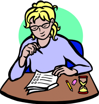 Free Clip Art Children Writing Free Clipart Images - Taking A Test Png (400x421)