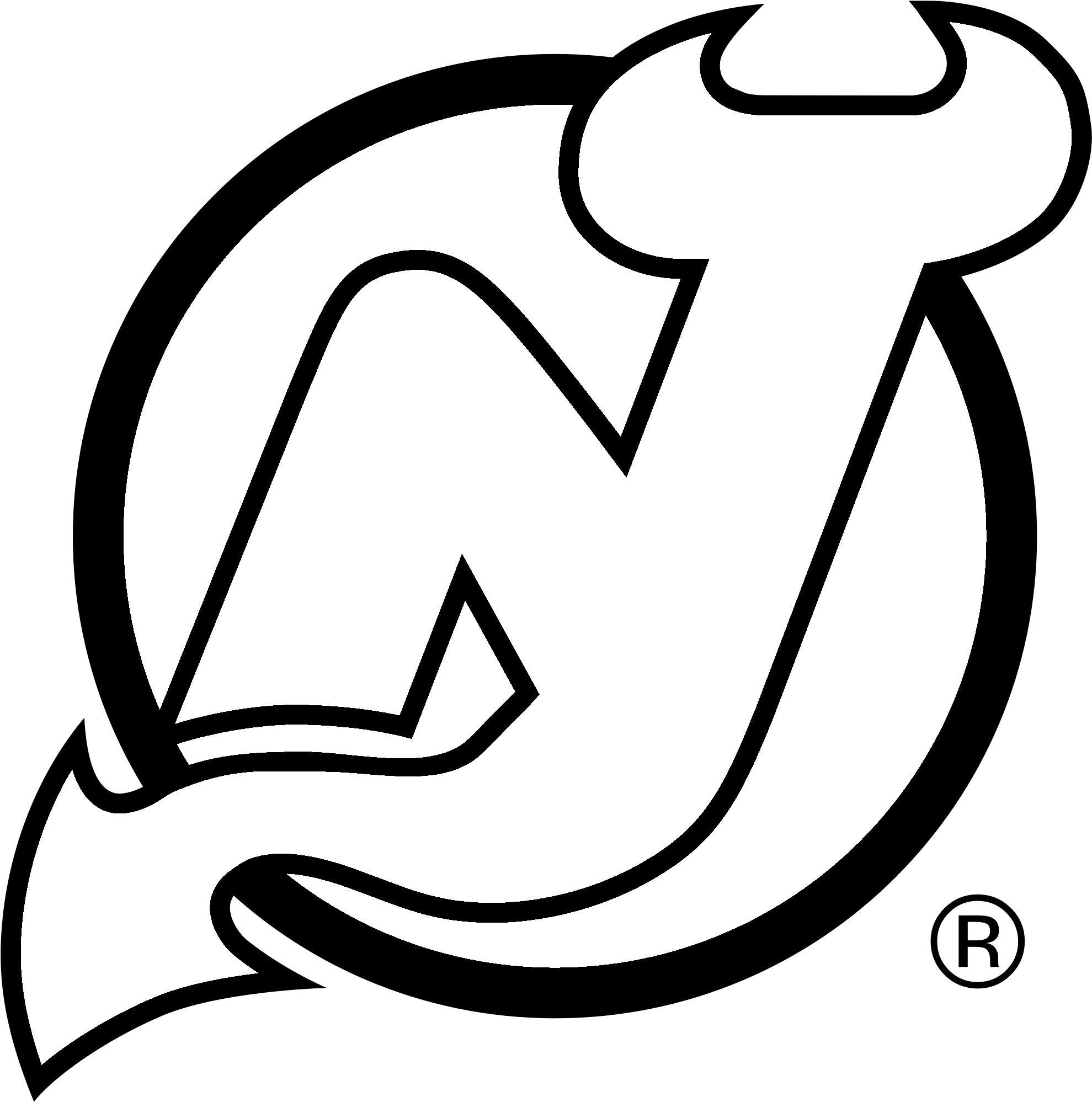 Drawing Delightful New Jersey Devils Logo 18 Black - New Jersey Devils (2400x2400)