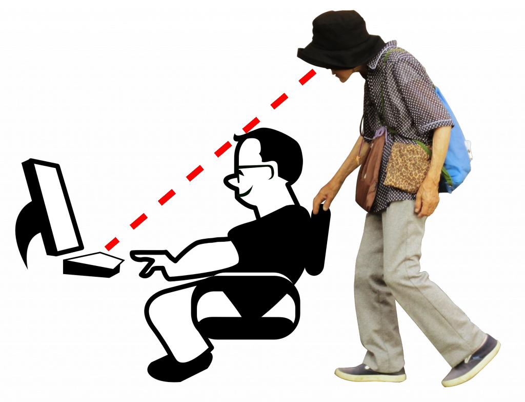Remotely Observing Ios Is A Modern Version Of Shoulder - Custom Man On Computer Shower Curtain (1024x783)