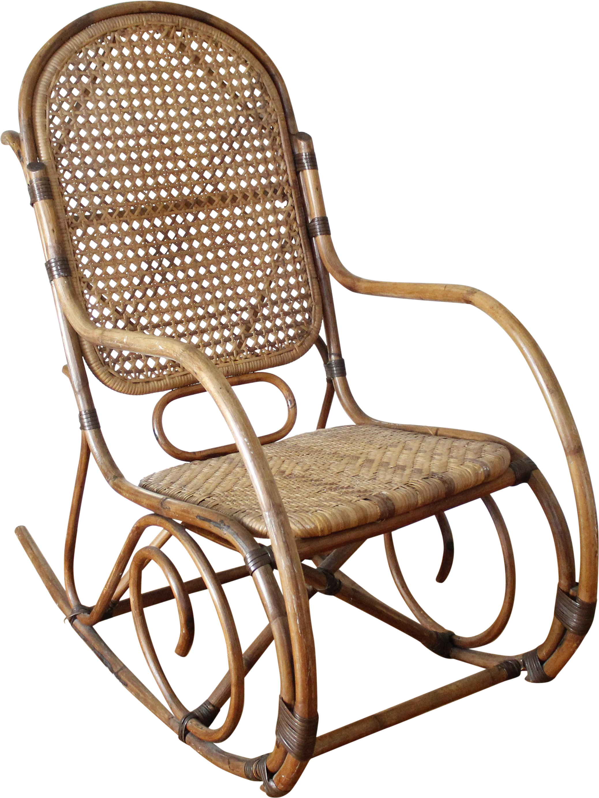 Mid Century Vintage Cane Rattan Bent Wood Rocking Chair - Chair (2306x3072)