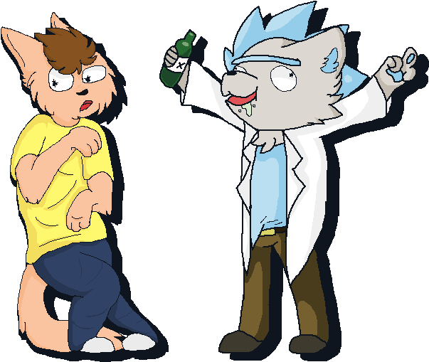 Rick N Morty Catified By Virus-vision - Cartoon (632x520)