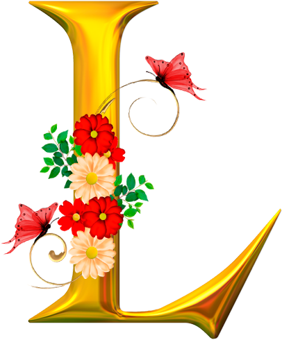 Alfabeto Borboleta E Flores Png - Letras Doradas Elegantes (610x610)