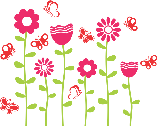 Jardim Com Borboletas Png - Adesivos Decorativos Flores (500x500)