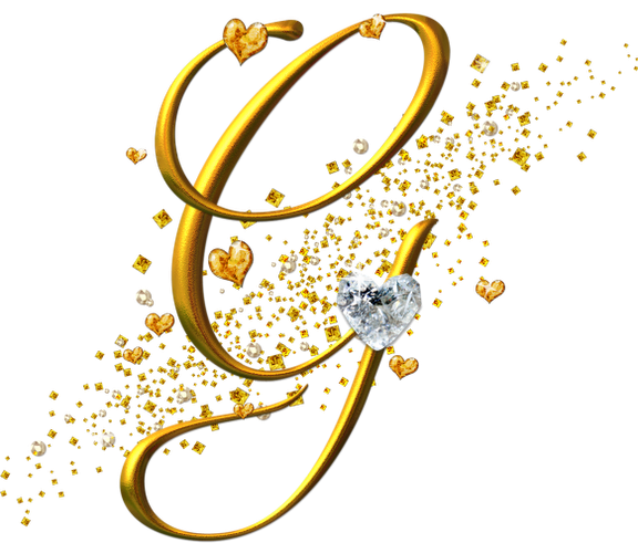 Ilustração Digital, Borboletas, Carta Arte, Letras - Letras Doradas G (576x491)