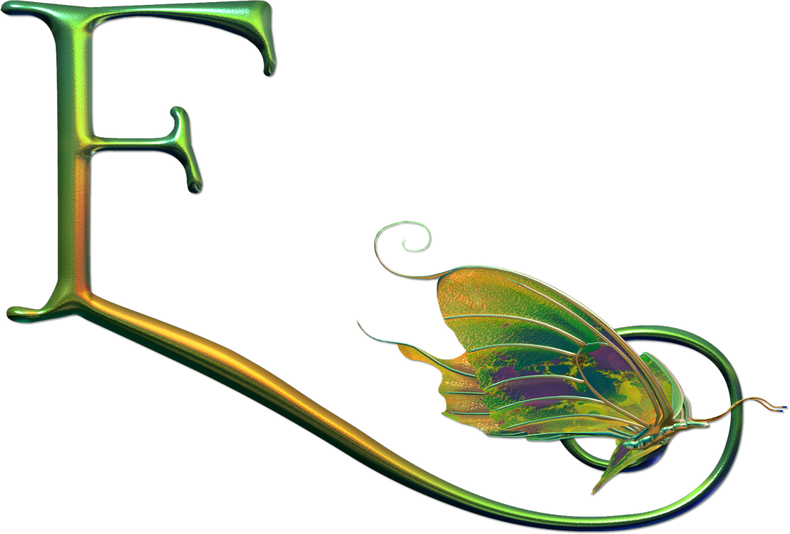 Alfabeto Decorativo - Alfabeto - Borboleta - Png Mais - Enluminure Alphabet (1120x758)