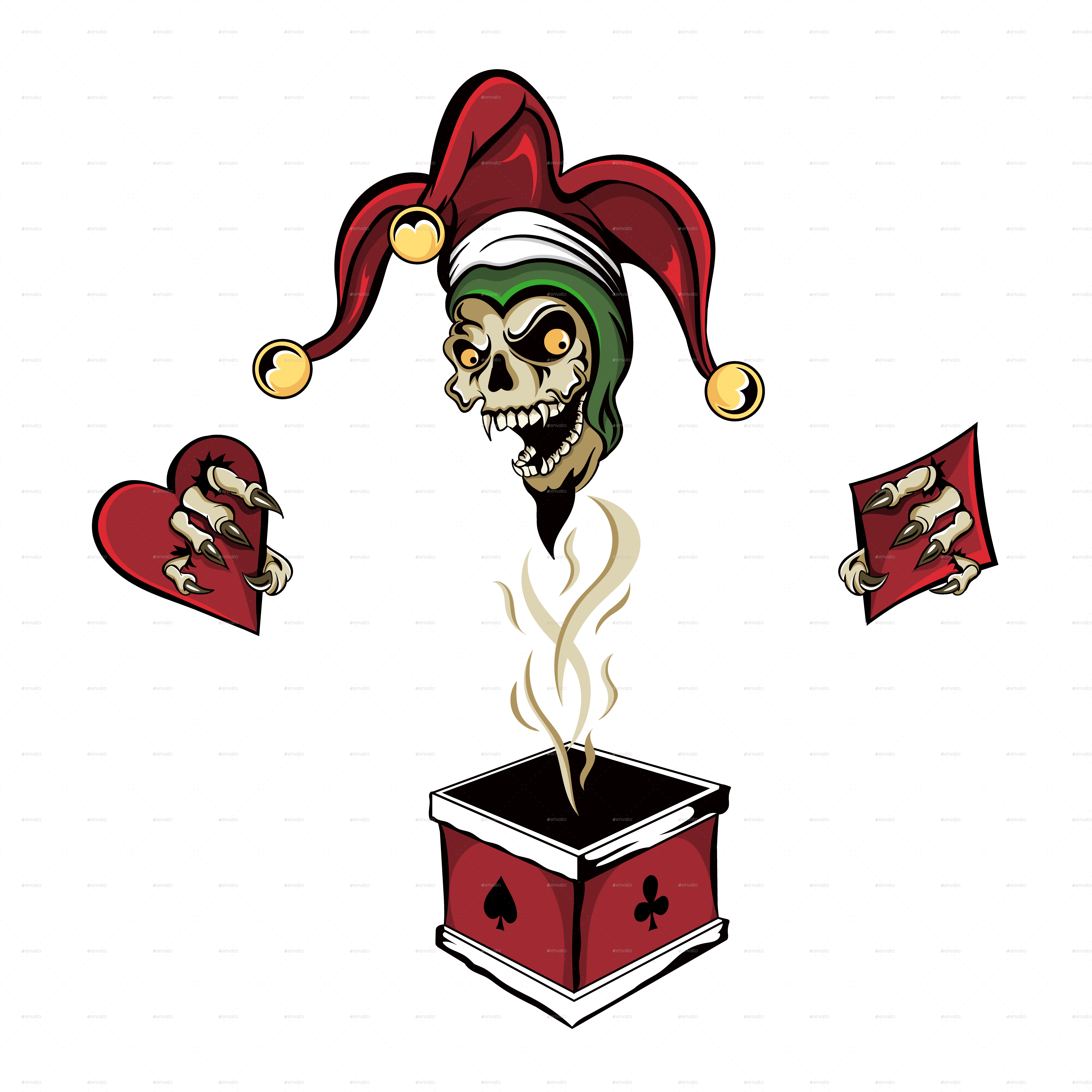 Zombie Joker Skull In A Box - Palhaço Saindo Da Caixa (5000x5000)