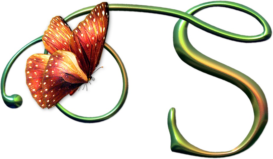 Alfabeto Decorativo - Alfabeto - Borboleta - Png - - Butterfly Psd (927x541)
