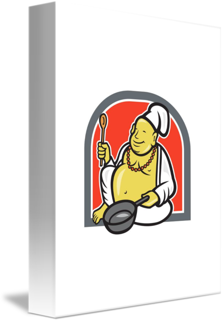 Fat Happy Buddha Chef Cook Cartoon Card (451x650)