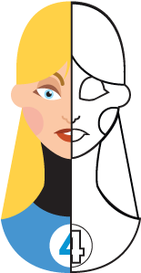 Flat Minimal Superheroes Invisible Woman - Women Flat Design Png (360x432)