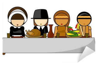 Thanksgiving Day Dinner Illustration Wall Mural • Pixers® - Illustration (400x400)